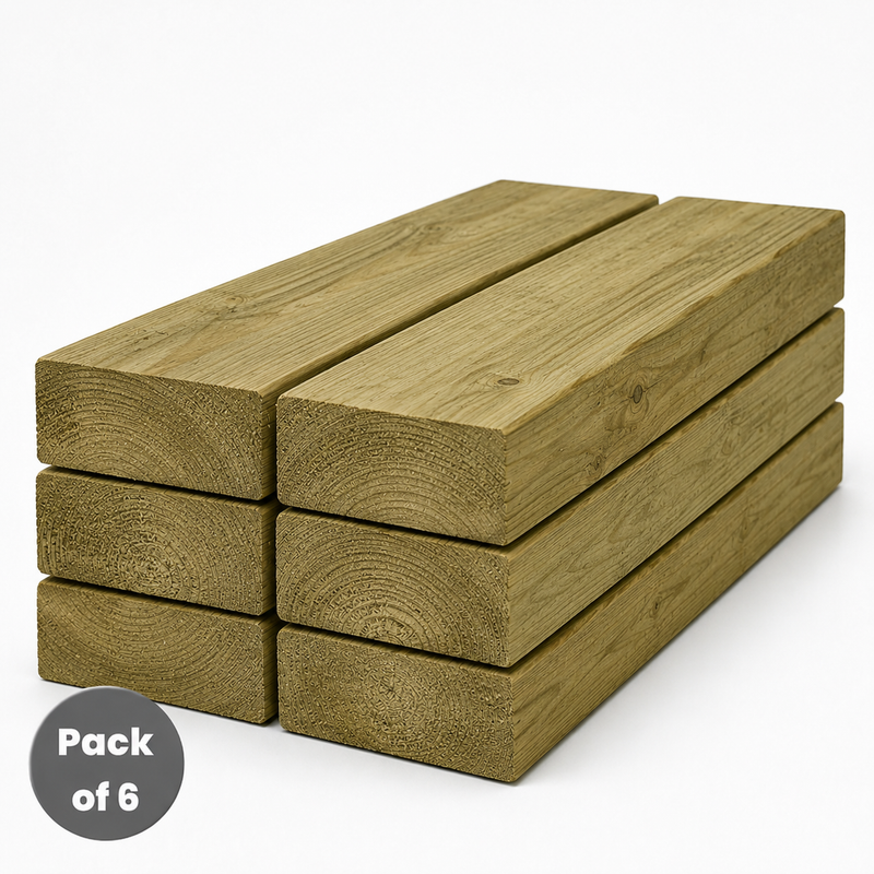 Set of six wooden planks with a 'Pack of 6' label on a white background