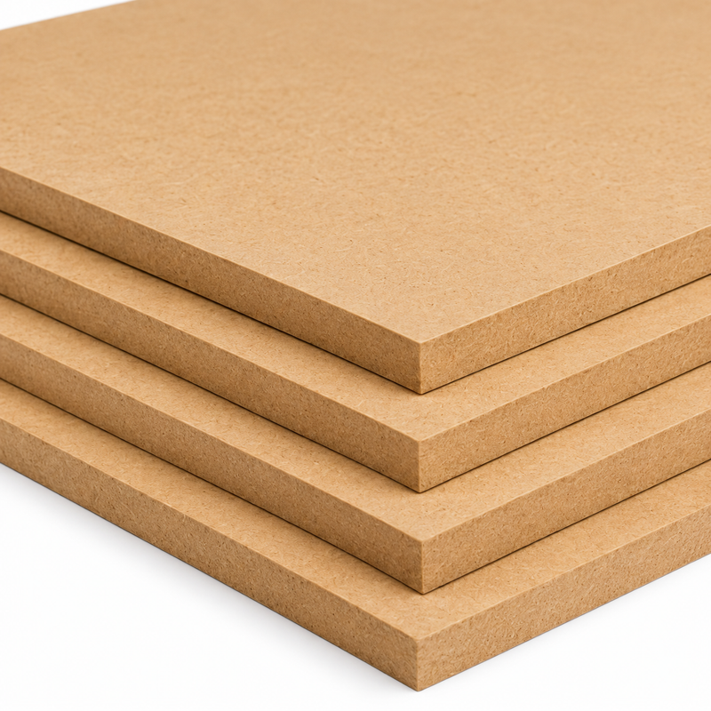 Four stacked square brown kraft paper or cardboard sheets with a textured surface, shown on a clean white background.
