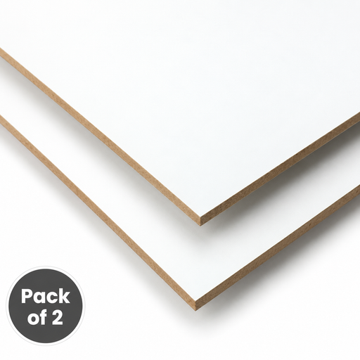 Two white rectangular boards with brown edges, shown overlapping on a white background with a dark gray circular label reading 'Pack of 2'.