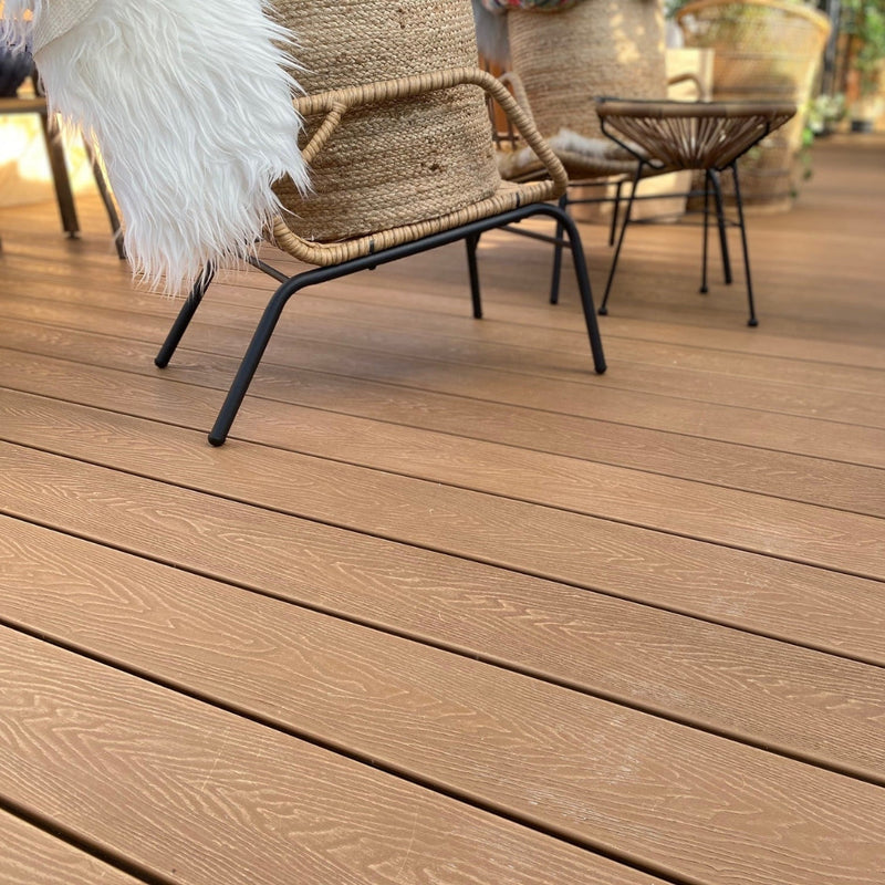 Triton Composite Decking Board – Teak | Affordable Uncapped WPC Deckin