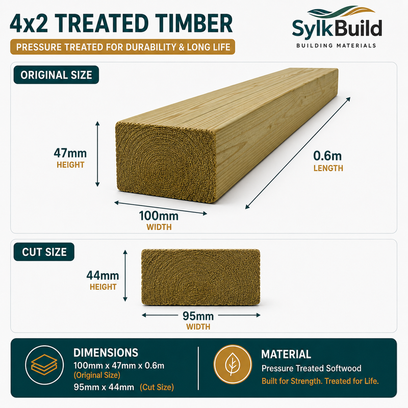 4x2 treated timber with dimensions and SylkBuild branding
