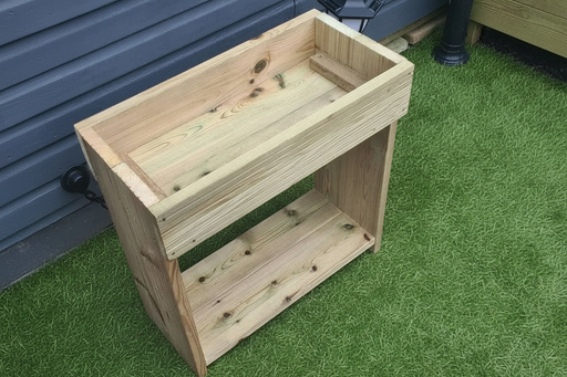 60cm high wooden garden troughs on legs with bottom shelf - Plywood ETC