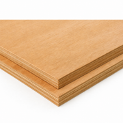 Two stacked sheets of plywood with a natural light brown wood grain finish, shown on a clean white background.