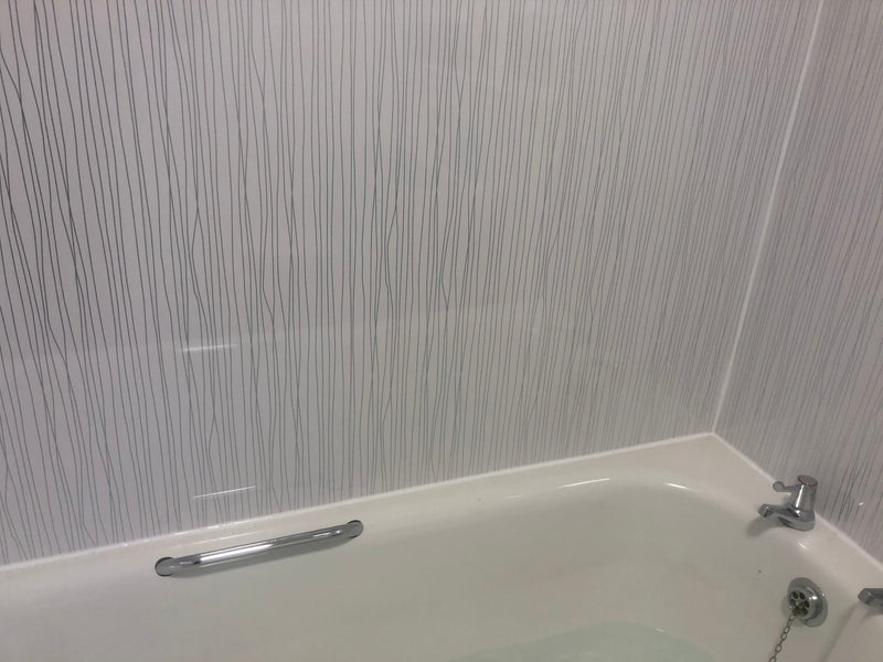 Wave Effect 8mm Waterproof PVC Shower Wall Panels With Silver Wave Pattern For Showers And Splashbacks