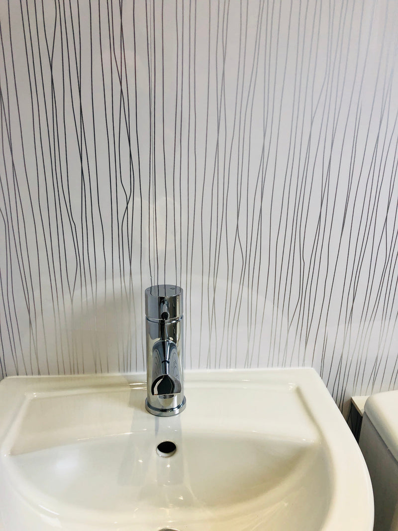 Wave Effect 8mm Waterproof PVC Shower Wall Panels With Silver Wave Pattern For Showers And Splashbacks