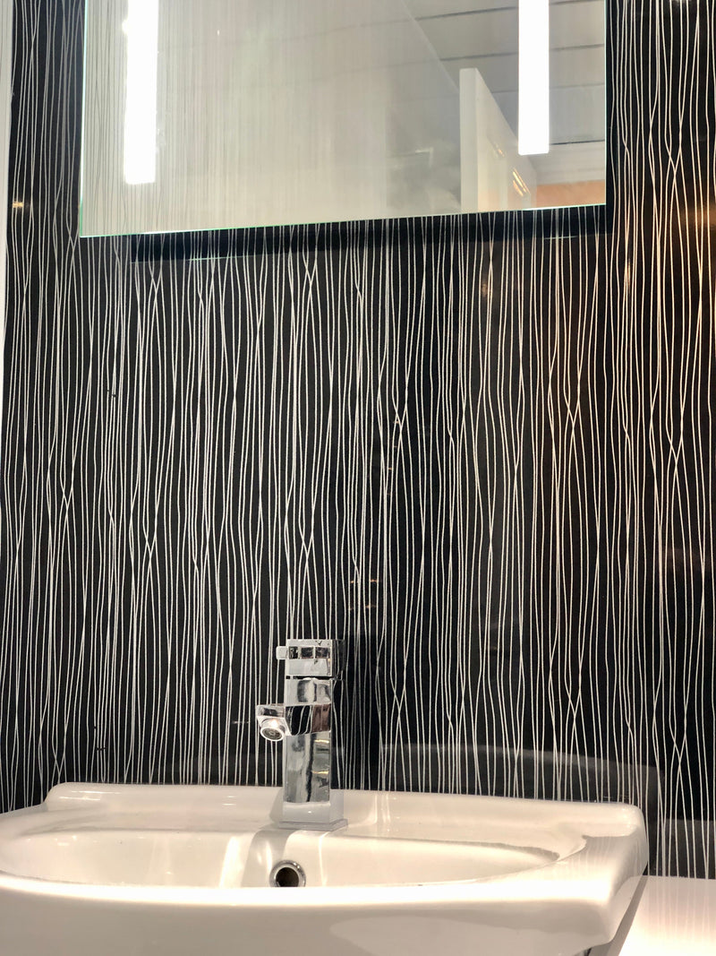 Wave Effect 8mm Waterproof PVC Shower Wall Panels With Silver Wave Pattern For Showers And Splashbacks