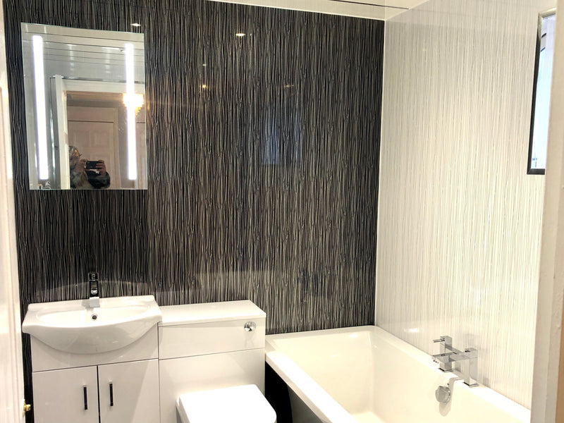 Wave Effect 8mm Waterproof PVC Shower Wall Panels With Silver Wave Pattern For Showers And Splashbacks