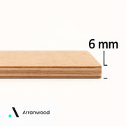 Marine Plywood board with thickness measurement of 6 mm and 'Arranwood' branding.