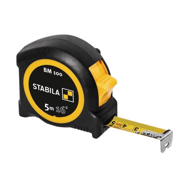 Stabila Tape Measure BM 100 Compact Pocket With Shatterproof ABS Housing And Ergonomic Soft Grip