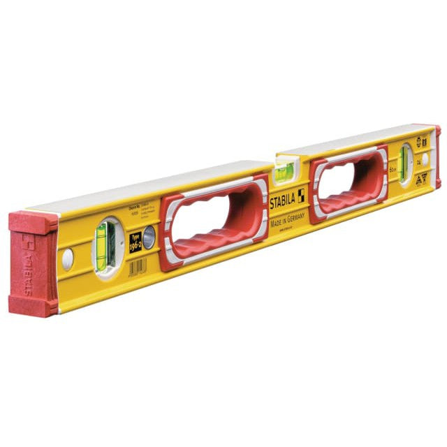 Stabila Spirit Level 196-2 Durable One Hand Use With Anti Slip End Caps Rubberised Grips For Builders