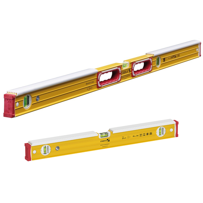 Stabila Spirit Levels Twin Pack 96-2K and 196-2K 61cm and 122cm for Professional Bricklayers