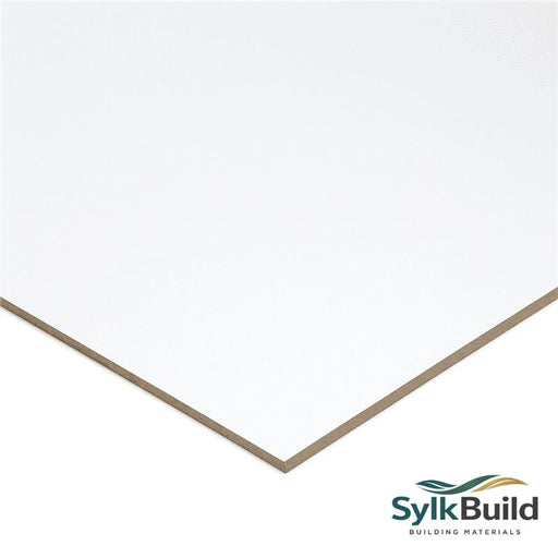 White ceiling panel with a brown border on a white background, featuring the SylkBuild logo.