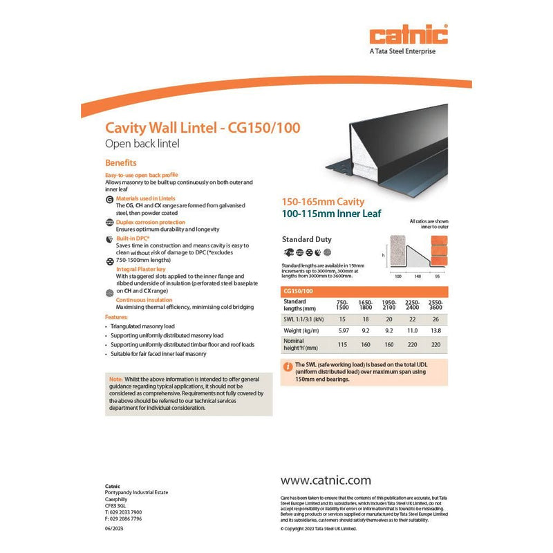 Catnic CG150/100 150mm Cavity Wall Lintel - Armstrong Cheshire