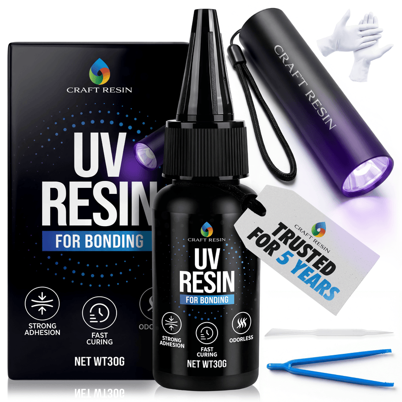 CRAFT RESIN 30g Bonding UV with Flashlight | Clear UV Glue, Low Odor