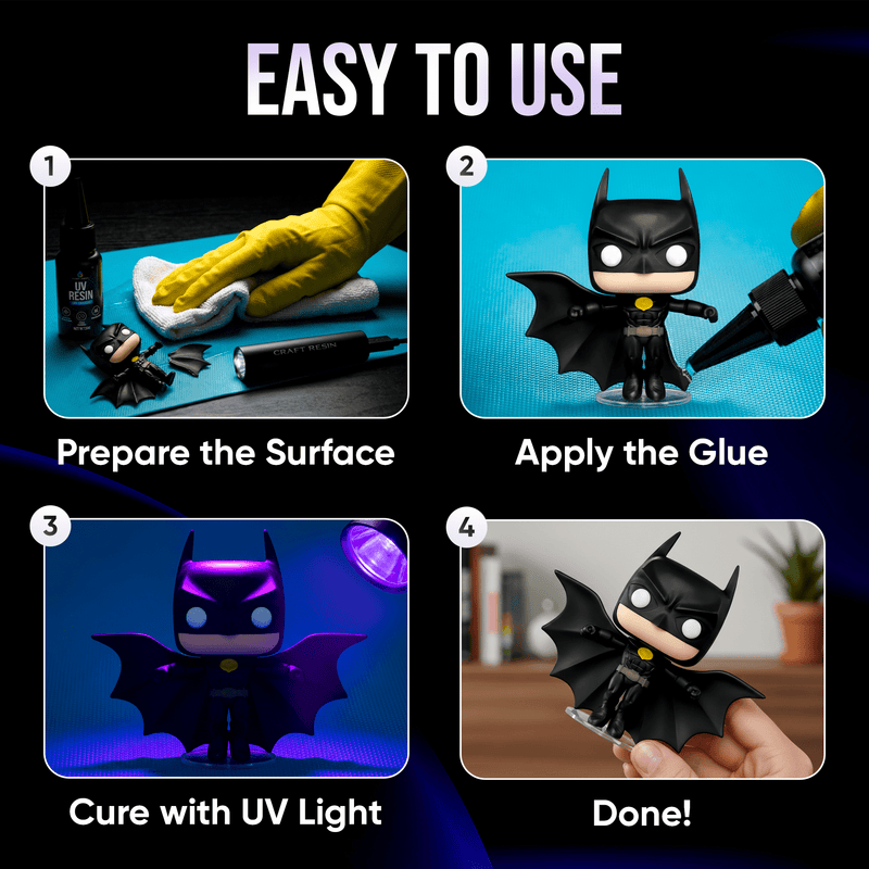 CRAFT RESIN 30g Bonding UV with Flashlight | Clear UV Glue, Low Odor
