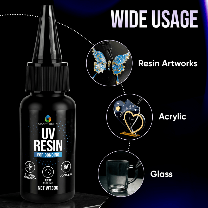 CRAFT RESIN 30g Bonding UV with Flashlight | Clear UV Glue, Low Odor