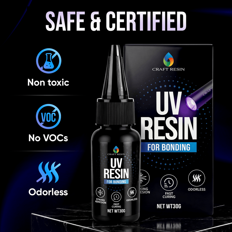 CRAFT RESIN 30g Bonding UV with Flashlight | Clear UV Glue, Low Odor