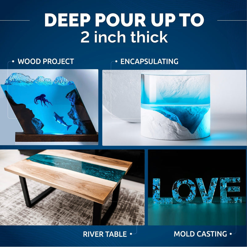 CRAFT RESIN Deep Pour Up to 2" Casting Epoxy 12L | Crystal Clear, Mix (2:1)