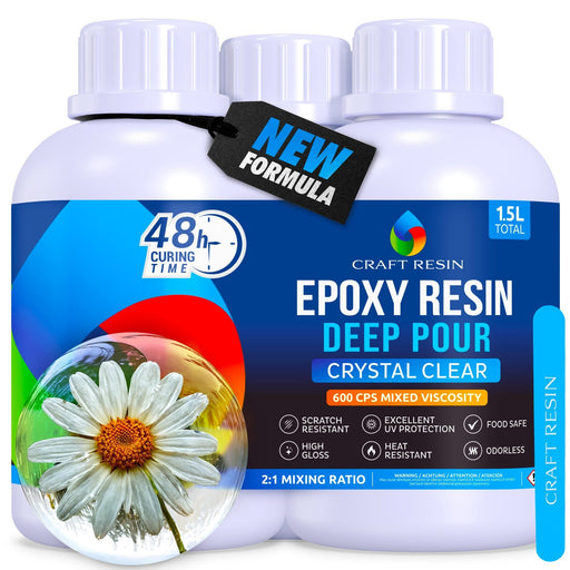 CRAFT RESIN Deep Pour Up to 2" Casting Epoxy 1.5L | Crystal Clear, Mix (2:1) - Plywood ETC