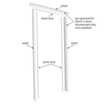 Fire Door Lining Set FD30 Universal White Primed Pre Grooved 15x4mm Intumescent