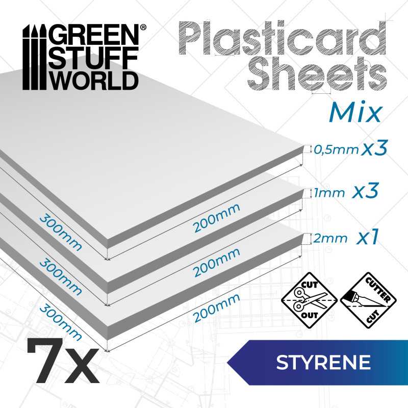 Plasticard Styrene Sheets: 20x30cm - 7pc | Green Stuff World