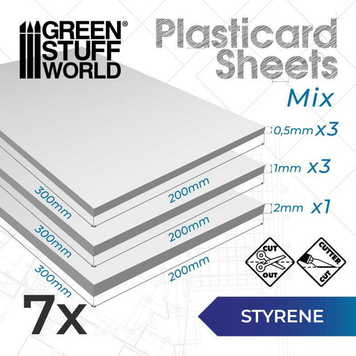 Plasticard Styrene Sheets: 20x30cm - 7pc | Green Stuff World - Plywood ETC